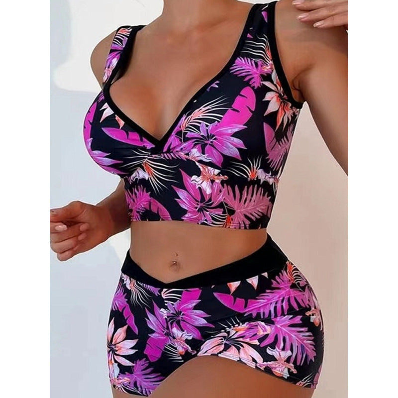 Dame Sport-Bikini-sæt med højskåret top og komfortable shorts Skovae