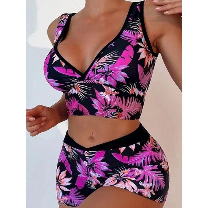 Dame Sport-Bikini-sæt med højskåret top og komfortable shorts Skovae