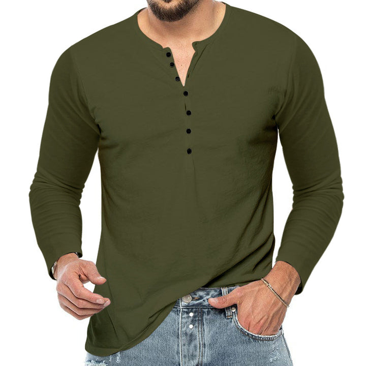 Herrer Langærmet Henley T-shirt med struktureret overflade Stilla
