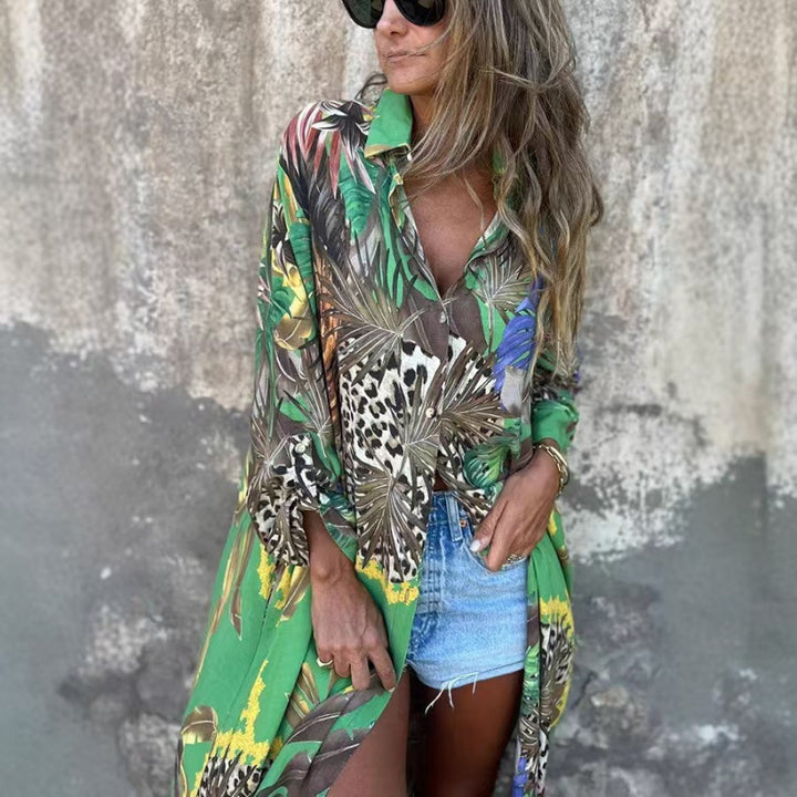 Dame Oversized Kimono med dyreprint og bred pasform Stilla