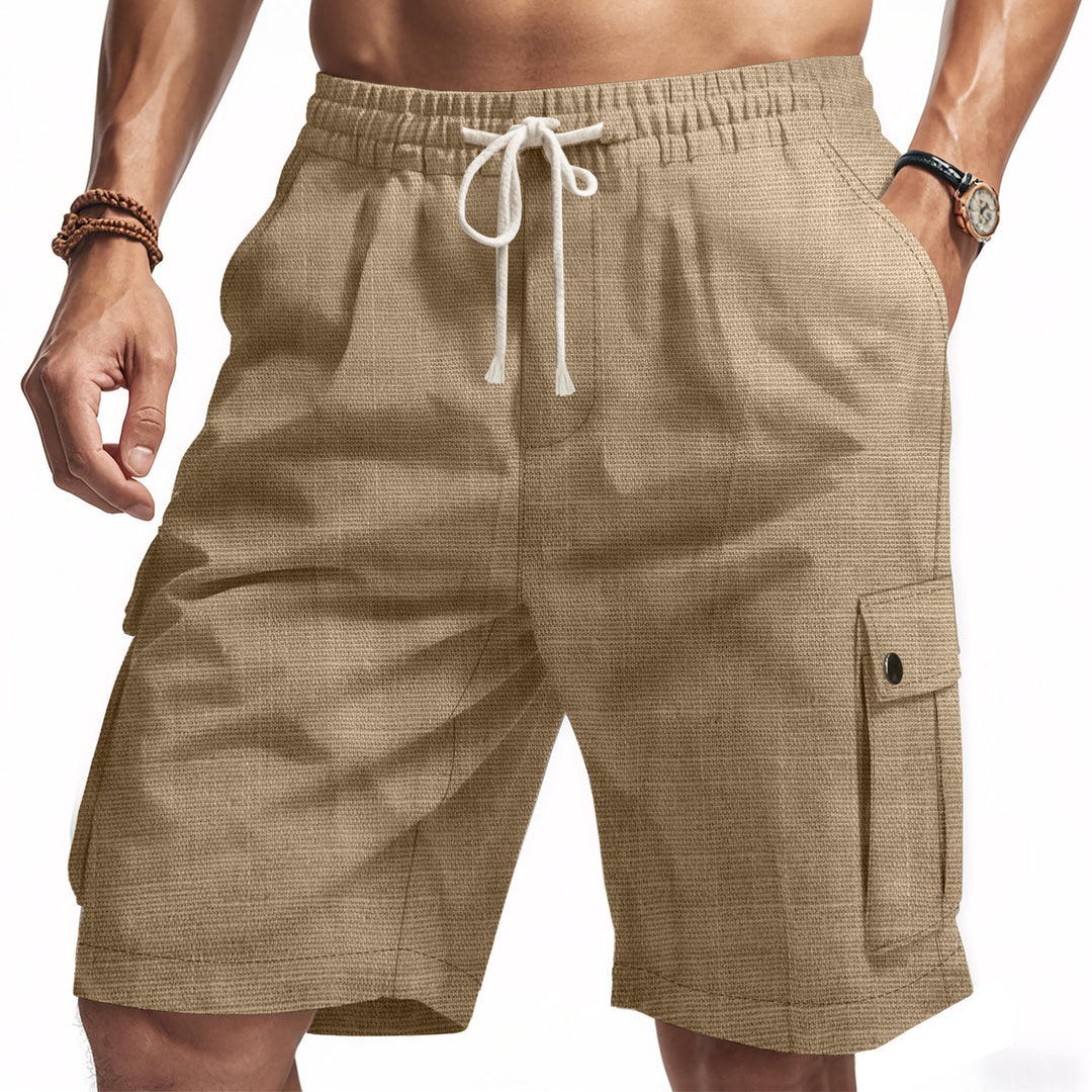 Herrer nan utilitariske cargo-shorts med elastisk talje, snoretræk og påsyede klaplommer Skovae