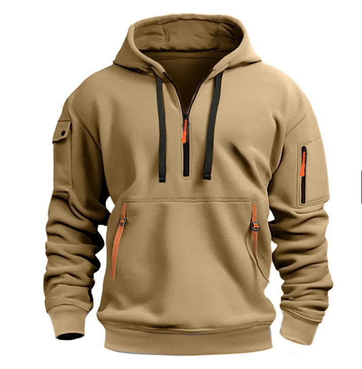 Herre hoodie med praktiske lynlåslommer Skovae