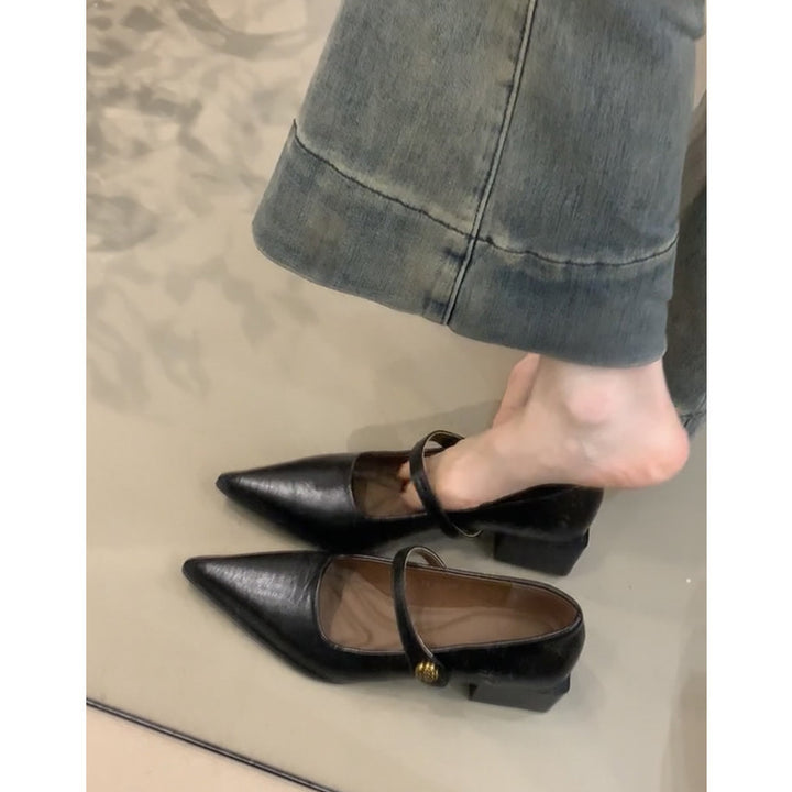 Dame spidse slingback ballerinaer med ankelrem Stilla
