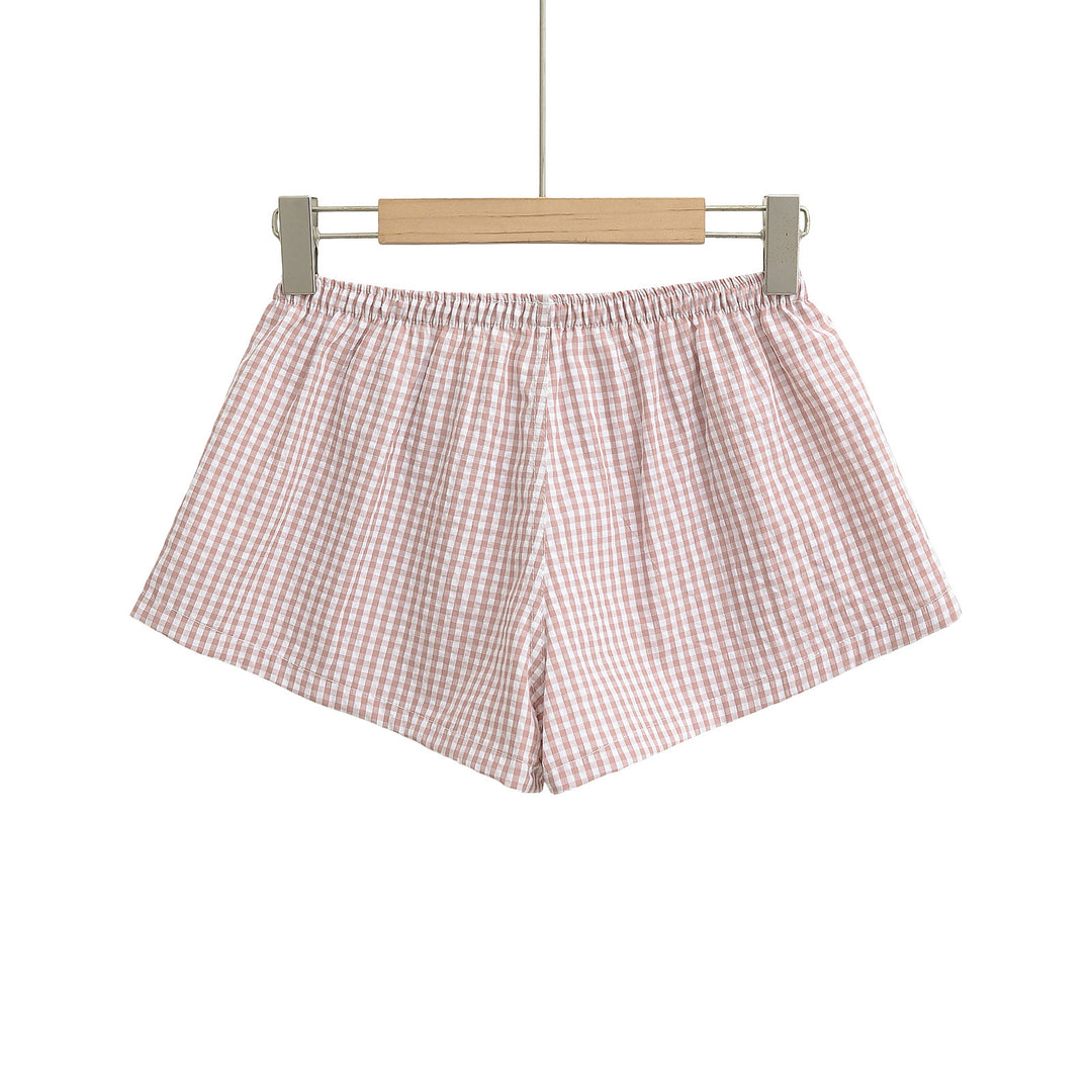 Dame bomulds shorty med ternet design og blødt gummibånd Stilla