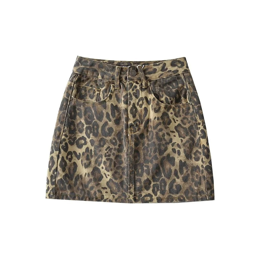 Stilla | Mini Nederdel Høj Talje Med Leopardprint