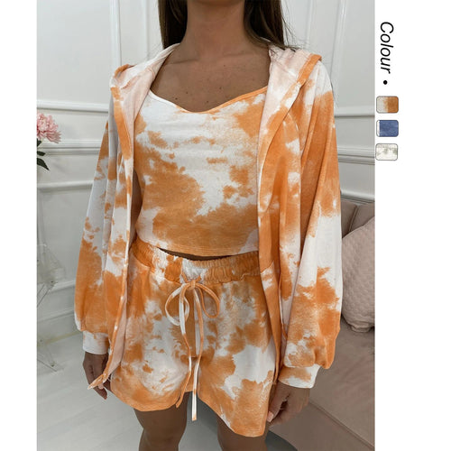 Dame fritids sæt med kort top og afslappede shorts Skovae