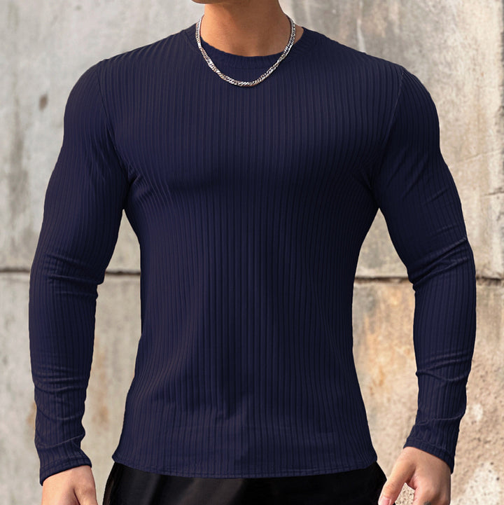 Herrer Langærmet Fitness T-shirt i åndbart strukturstof Stilla