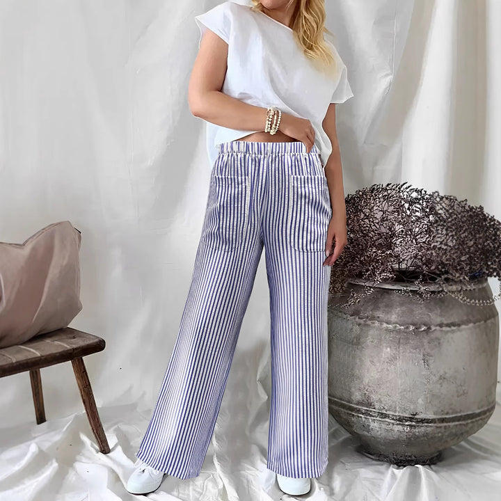 Dame Relaxed Fit Stribet Bukser Stilla