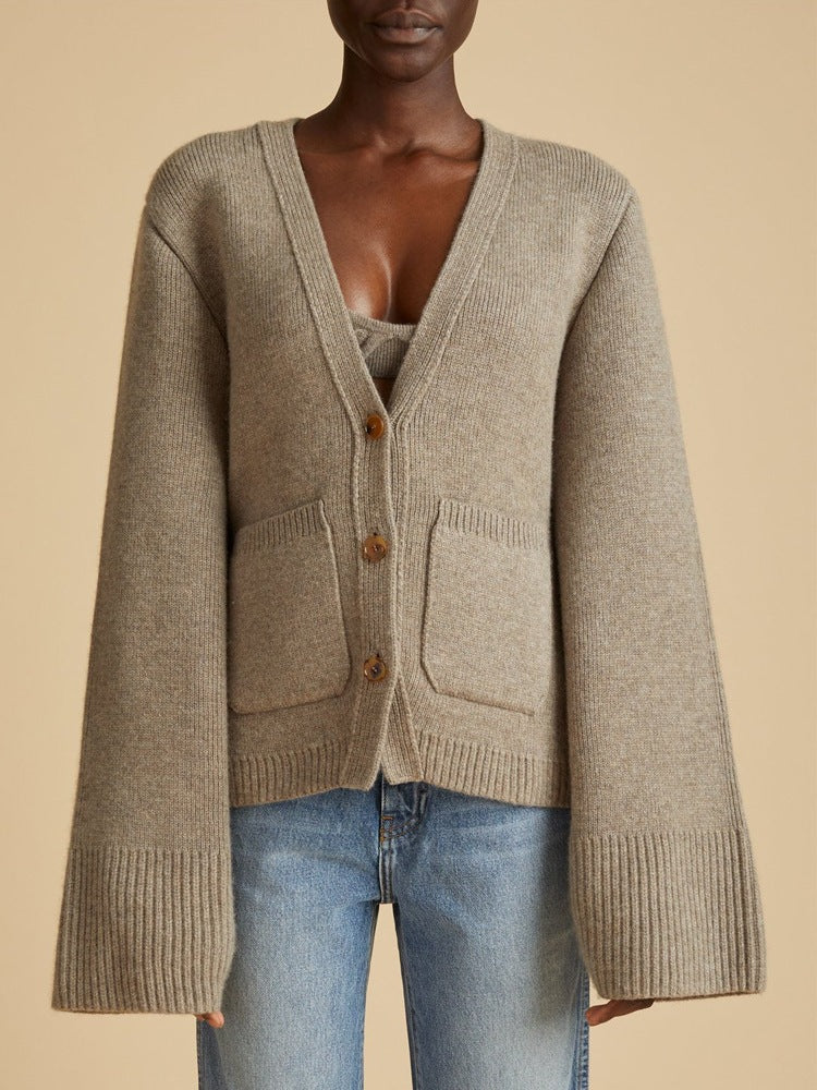Kvinders Cozy Strik Cardigan med Overdimensionerede Ærmer Stilla