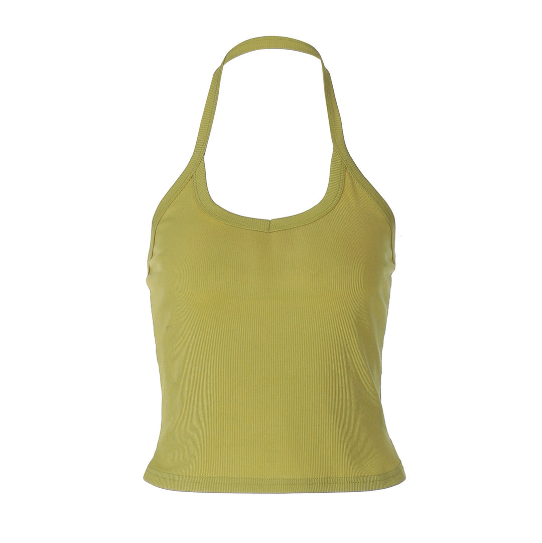 Dame Sportives Crop-Top med fin ribstruktur og smalle stropper Stilla