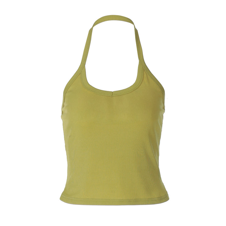 Dame Sportives Crop-Top med fin ribstruktur og smalle stropper Stilla