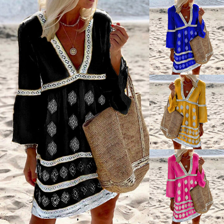 Dame Boho Maxikjole med elegant broderi og moderigtige detaljer Stilla