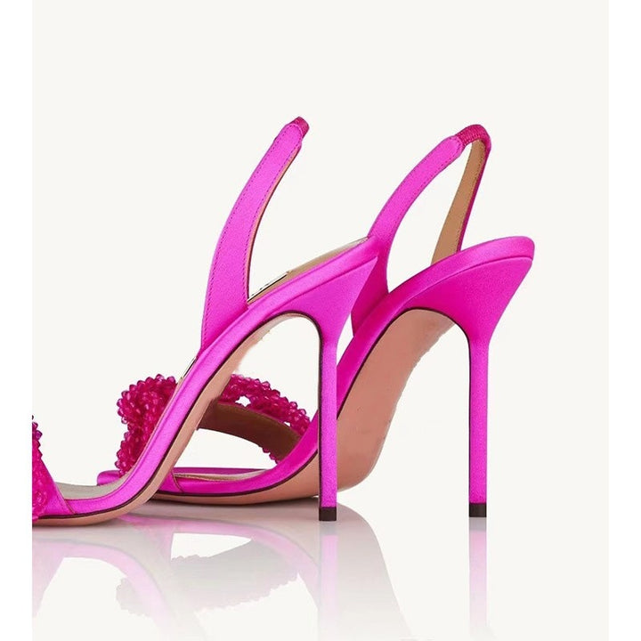 Femme Elegante Høje Slippers Slingback Sandaler med Pyntet Sløjfe Detalje Stilla