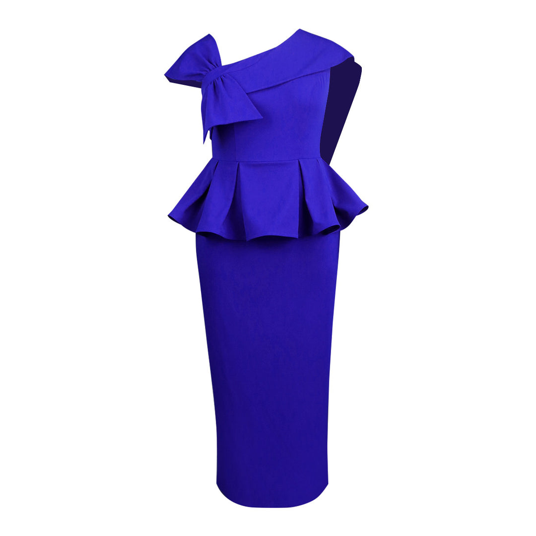 Dame Elegant Peplum Kjole med asymmetrisk Skulderdesign Skovae