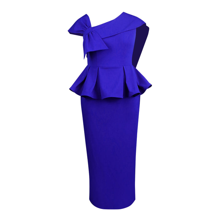 Dame Elegant Peplum Kjole med asymmetrisk Skulderdesign Skovae