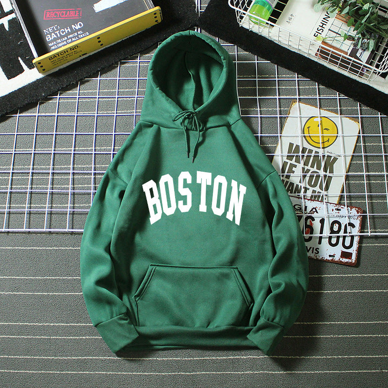 Dame hoodie med klassisk Boston print Skovae