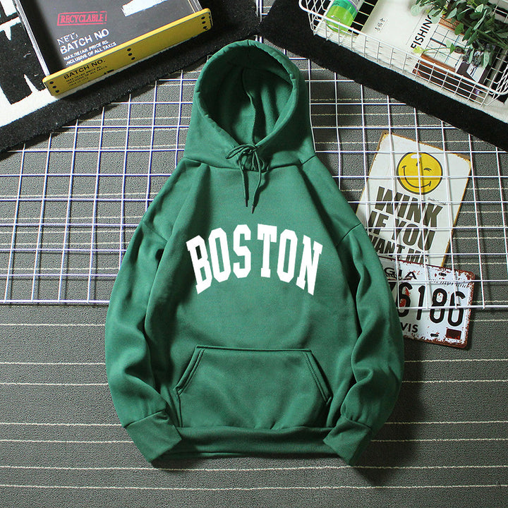 Dame hoodie med klassisk Boston print Skovae