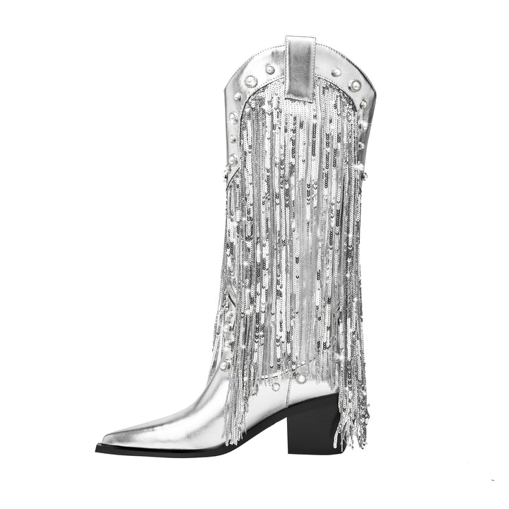 Femme Statement Fringed Cowboy Støvler Stilla