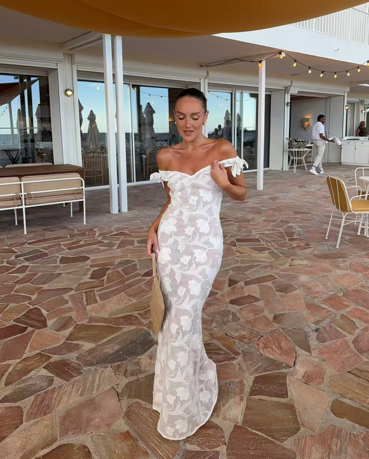 Dame sommerkjole med off-shoulder-design Stilla