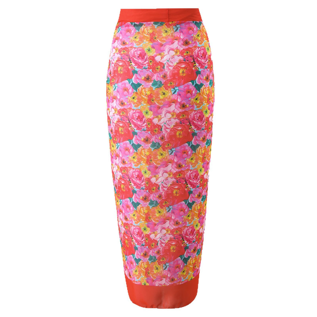 Dame badedragtsæt med blomster ruffle design og matchende omslag nederdel Stilla