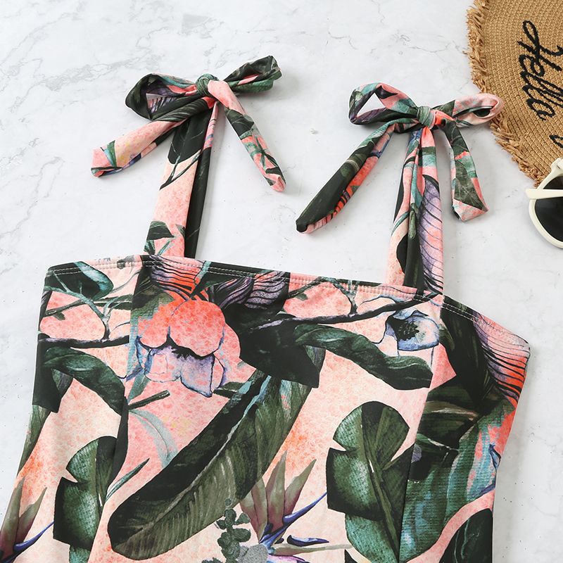 Dame Justerbar Blomst-bade-dragt med Tie-Front Stilla
