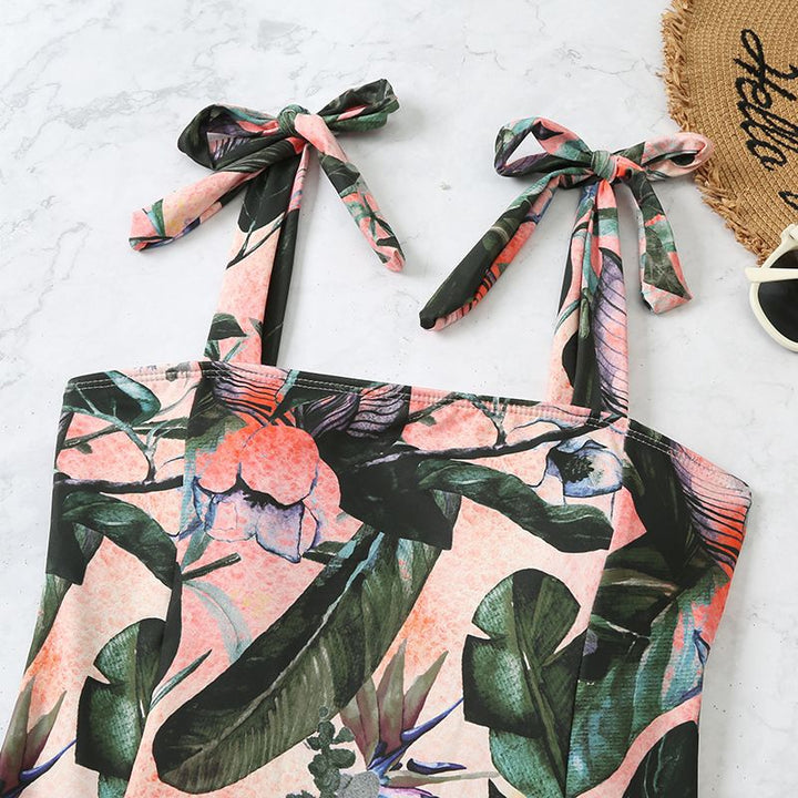 Dame Justerbar Blomst-bade-dragt med Tie-Front Stilla