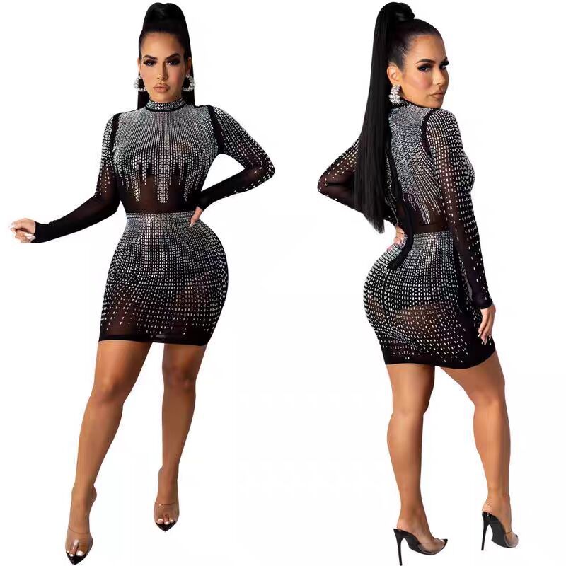 Femme Strass-dekoreret Bodycon-kjole Stilla