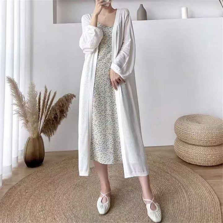 Dame maxi kjole med let kimono overlay Stilla
