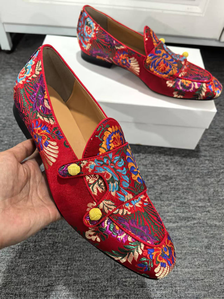 Femme Ornate Floral Broderet Slip-On Loafers Stilla
