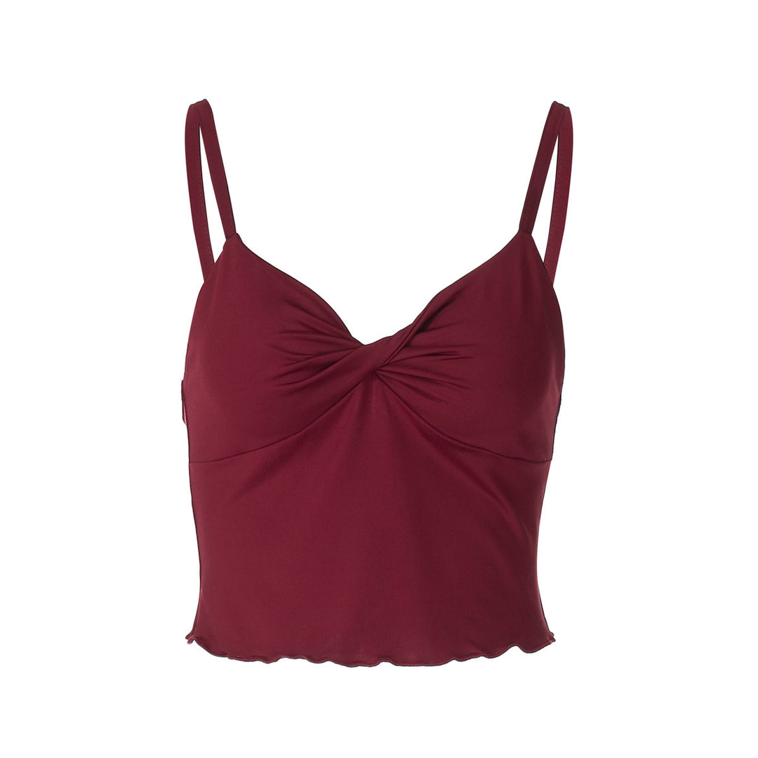 Dame Crop-Top med rynket design og fine spaghetti stropper Stilla