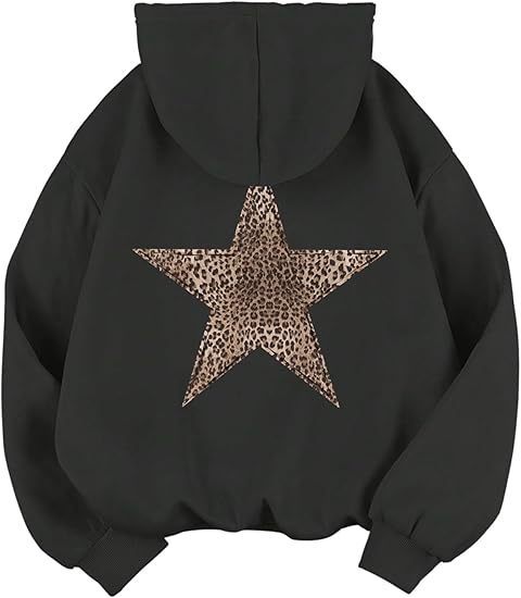 Dame Grafik Hætte-Sweatshirt med Dyreprint Stjerne Design Stilla