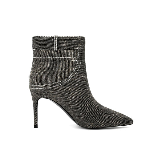 Dame Spids-Tå Denim Støvletter med skulptureret Stiletto-Hæl Stilla