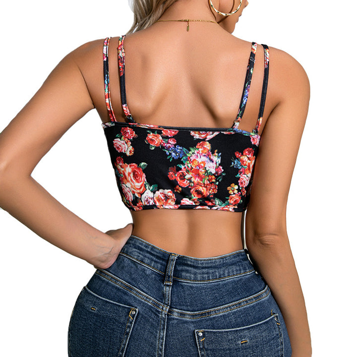 Dame Bustier-overdel med struktureret snit og floralt design Stilla