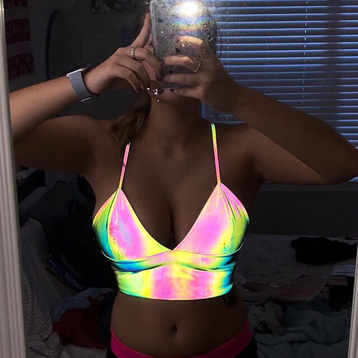 Dame cropped Bralette med skinnende effekt Stilla