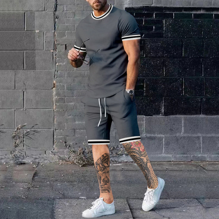 Herre Kortærmet Fritids-Outfit med sporty Kontrastdetaljer Stilla