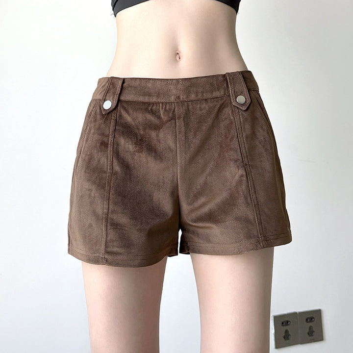 Damer mode Kunstlæder shorts med elegante detaljer Skovae
