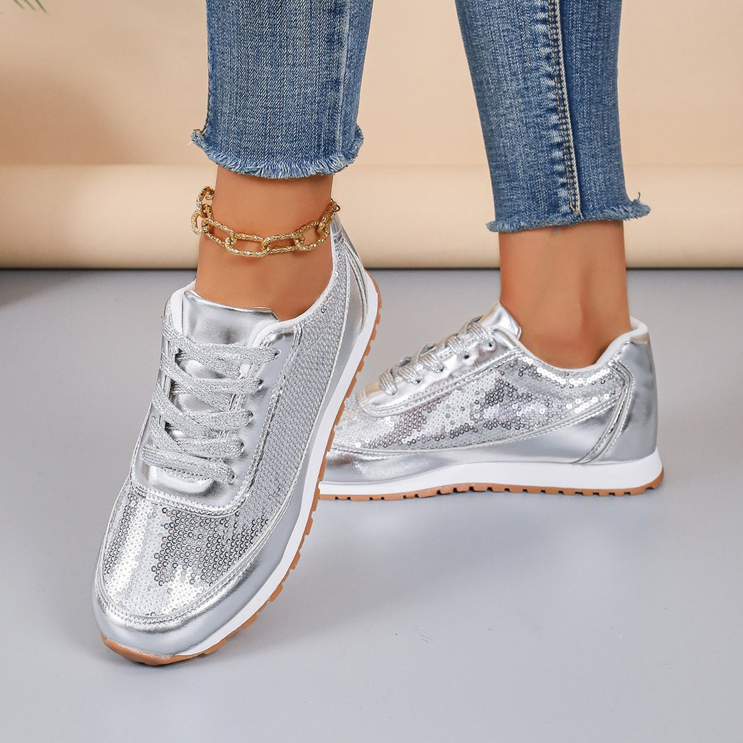 Dame Sneakers med glitrende paljetter og behagelig sål Stilla