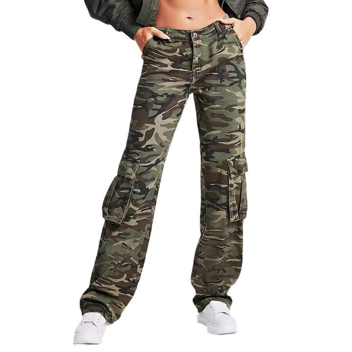 Dame Cargo-bukser i urban camouflage-stil med praktiske sidelommer Stilla