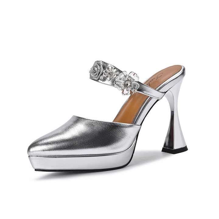 Kvinder Dekorative Slingback Hæle med Florale Accenter Stilla