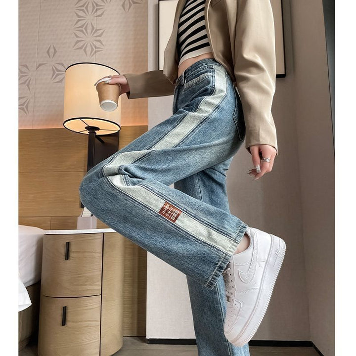 Dame Bred Jeans med Sidestriber Stilla