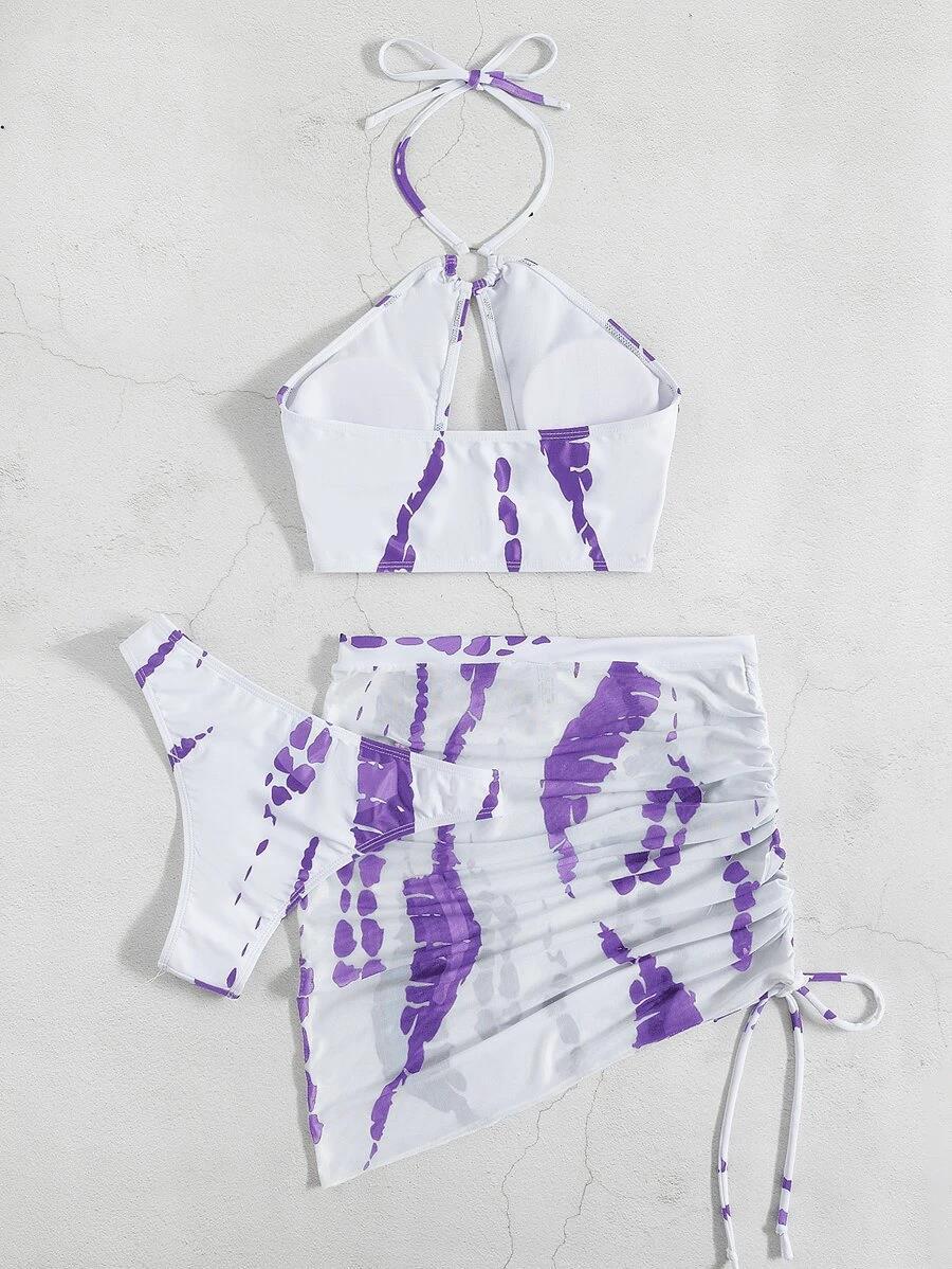 Dame bikiniset med trendy top og stilfuld omslagsskjørt Stilla