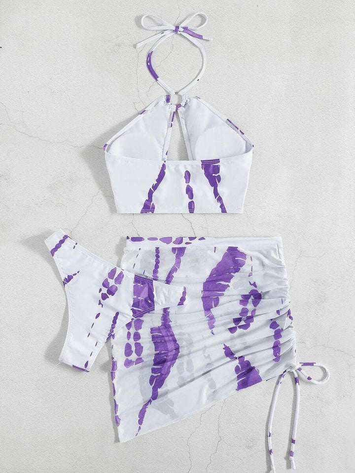 Dame bikiniset med trendy top og stilfuld omslagsskjørt Stilla