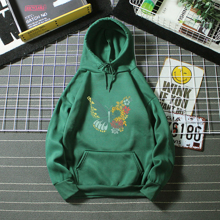 Kvinder hoodie med floral sommerfugl design Skovae