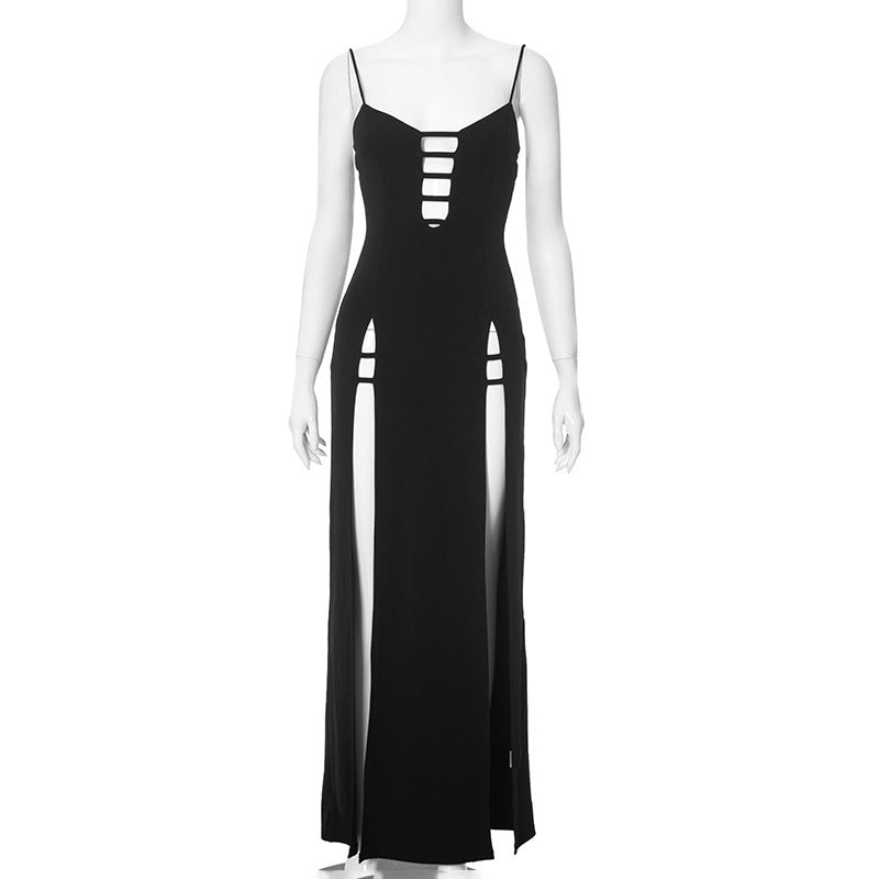 Damen Maxi-Kleid mit ausgefallenem Cut-Out-Design und seitlichen Schlitzen Skovae