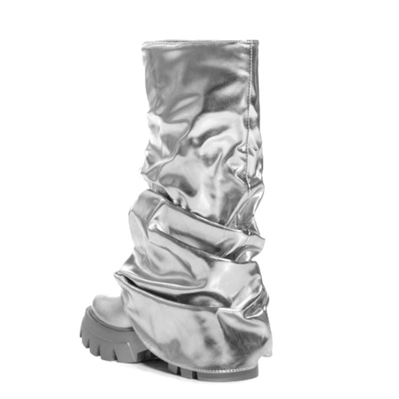 Femme Slouchy Metallic Over-knæ-støvler Stilla