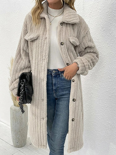 Dame afslappet oversized uldfrakke med struktureret design Stilla
