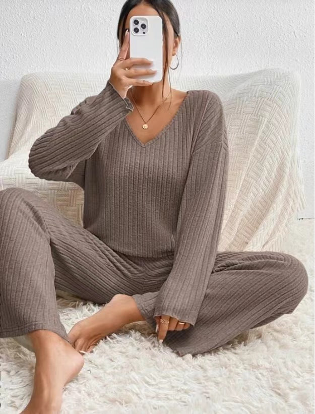 Dame hyggeligt strik-loungewear-sæt Stilla