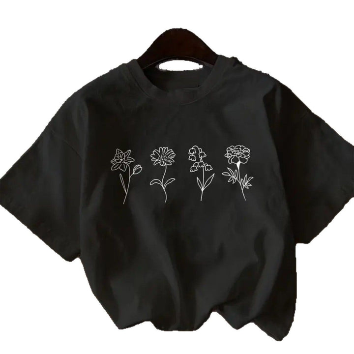 Dame T-shirt med blomsterprint og moderne snit Stilla