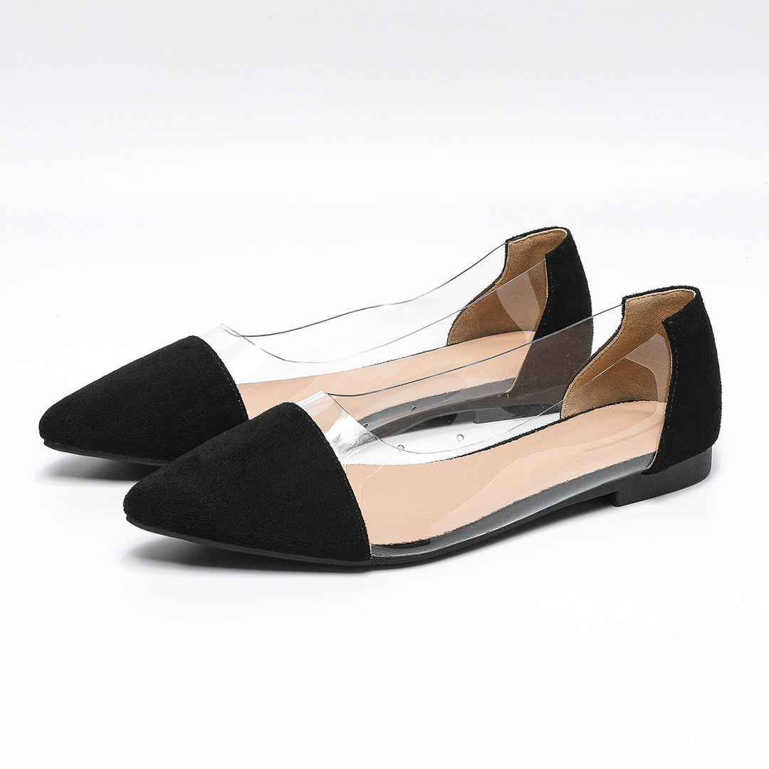 Dame ballerinas med transparent snit og trendy slangemønster Stilla