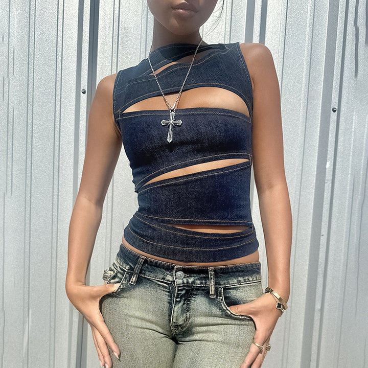Dame top med raffineret cut-out design Skovae